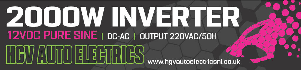 HGV Auto 12v Pure Sine Inverter. 1Kw, 2Kw, 3Kw Options
