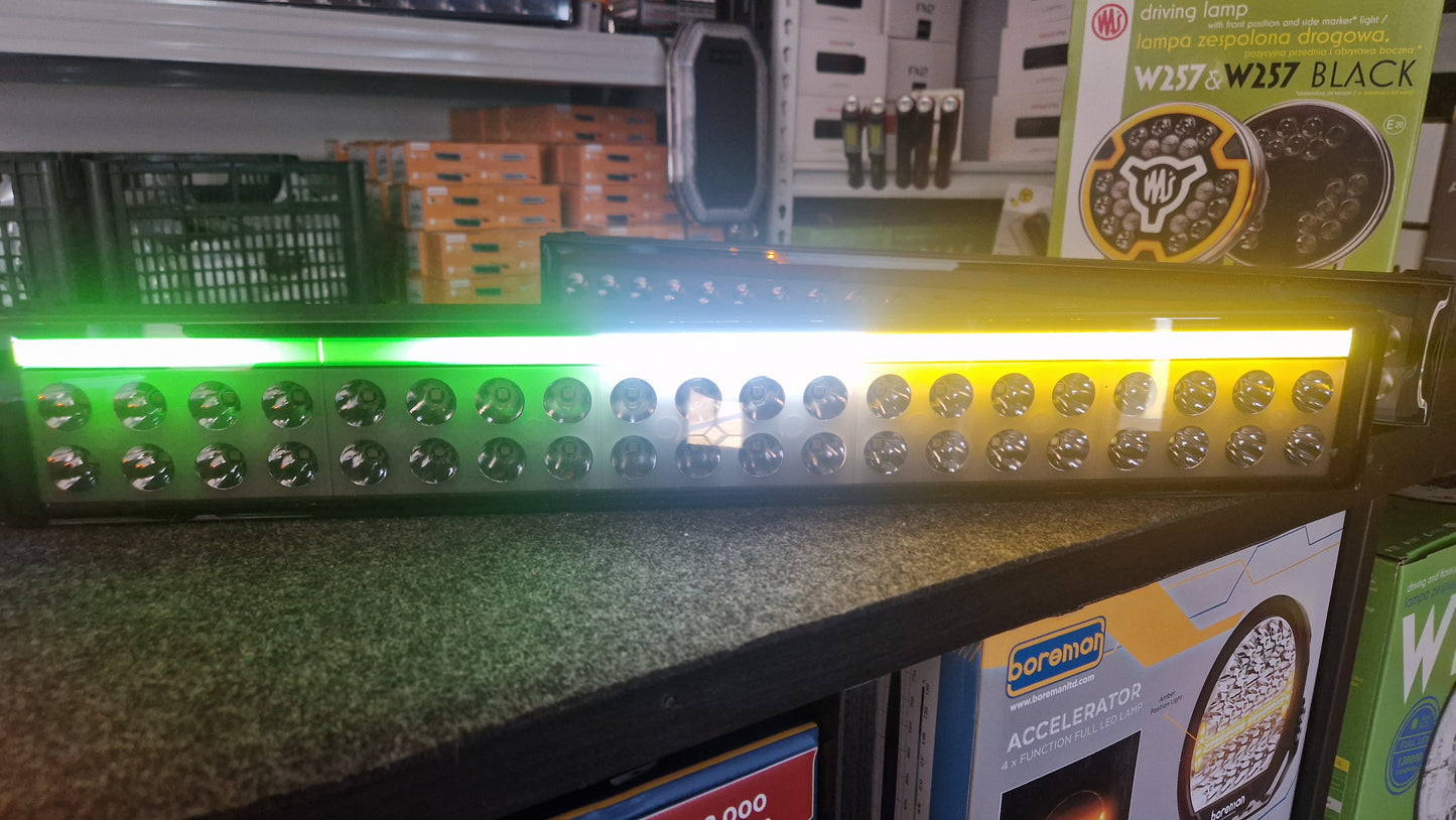 WAŚ LIGHT BAR 1560 DARK LENS OFFROAD with ANIMATED FLAG COLOURS DRL and BACKLIGHT.