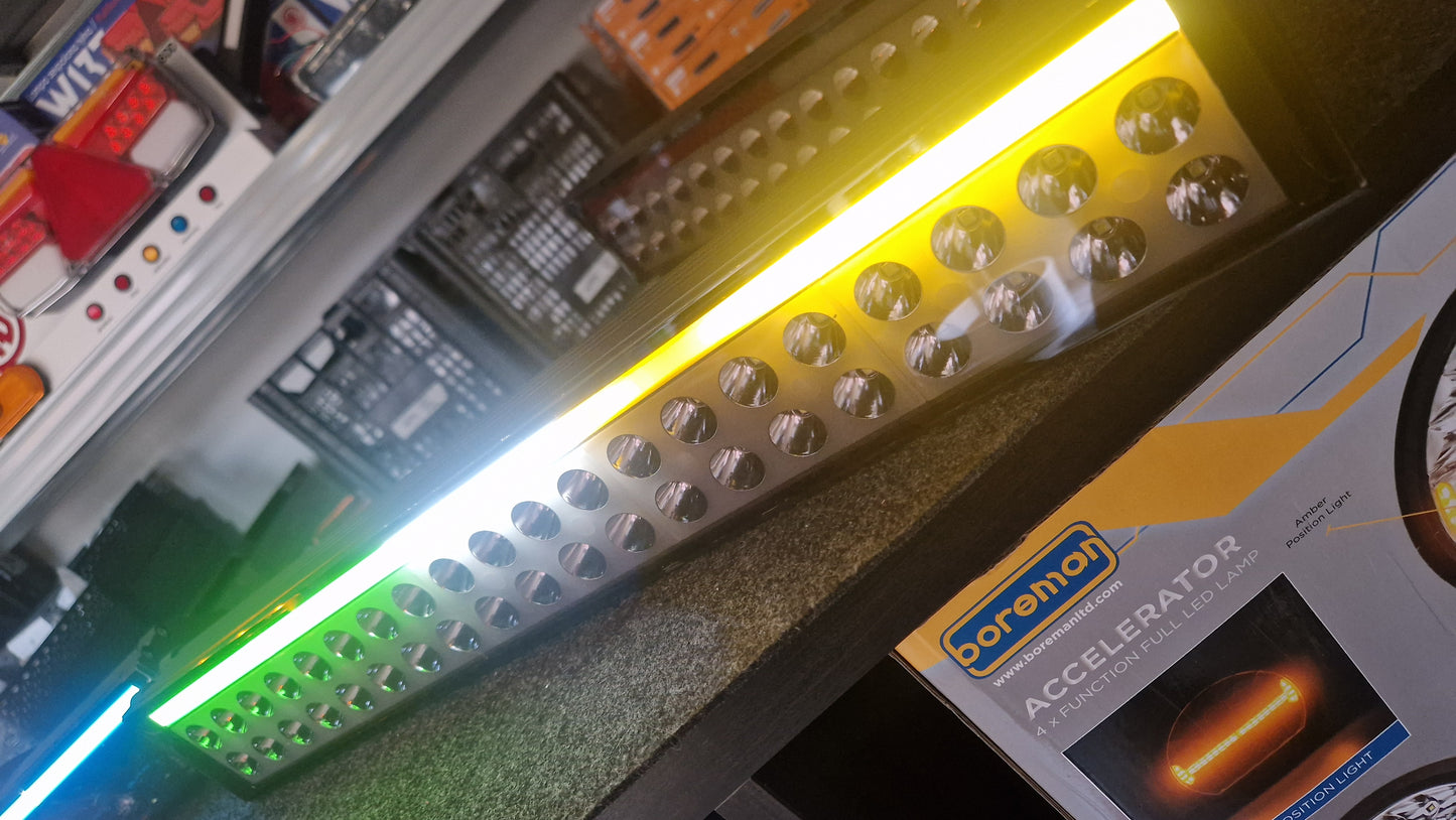 WAŚ LIGHT BAR 1560 DARK LENS OFFROAD with ANIMATED FLAG COLOURS DRL and BACKLIGHT.