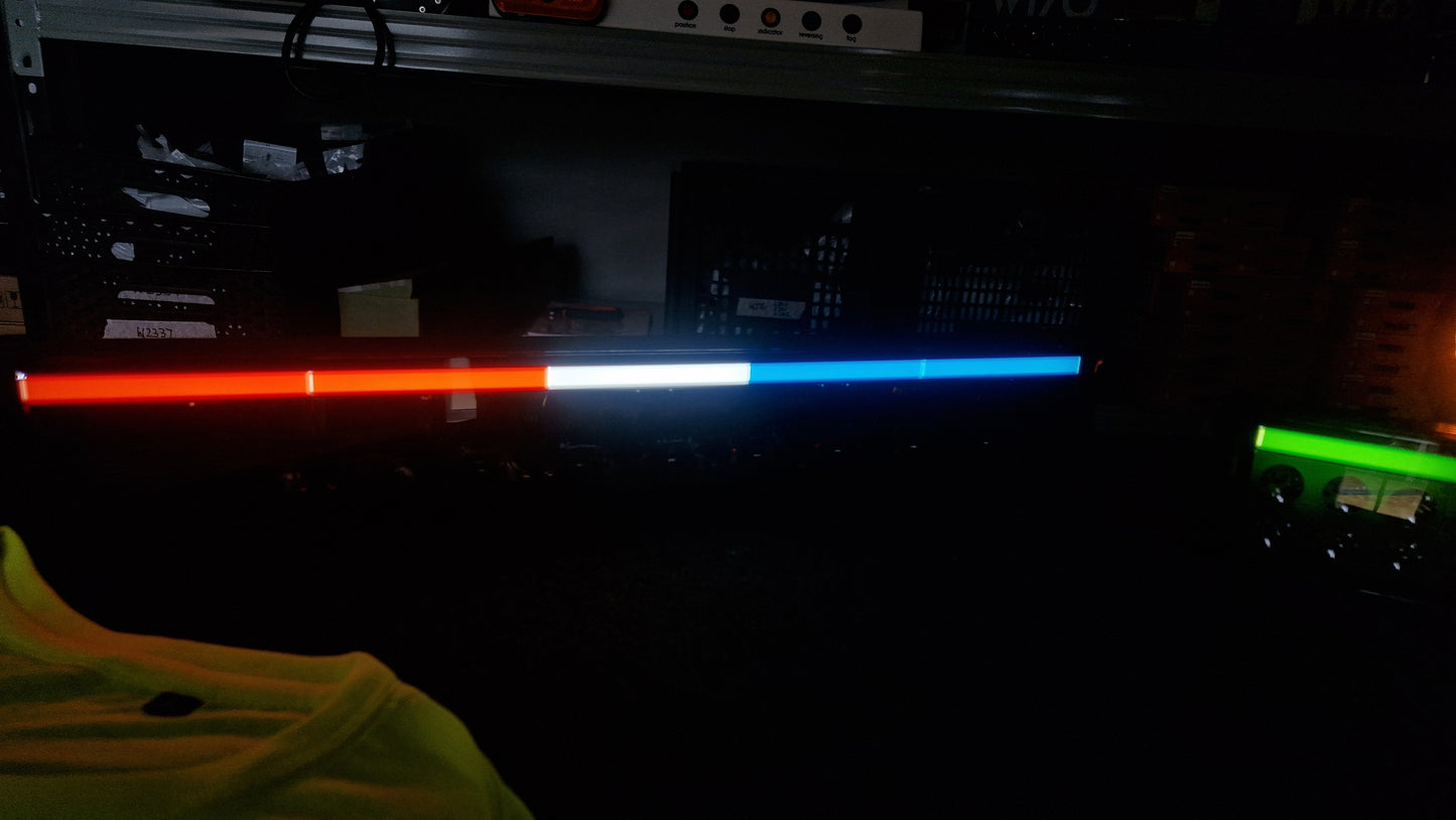 WAŚ LIGHT BAR 1560 DARK LENS OFFROAD with ANIMATED FLAG COLOURS DRL and BACKLIGHT.