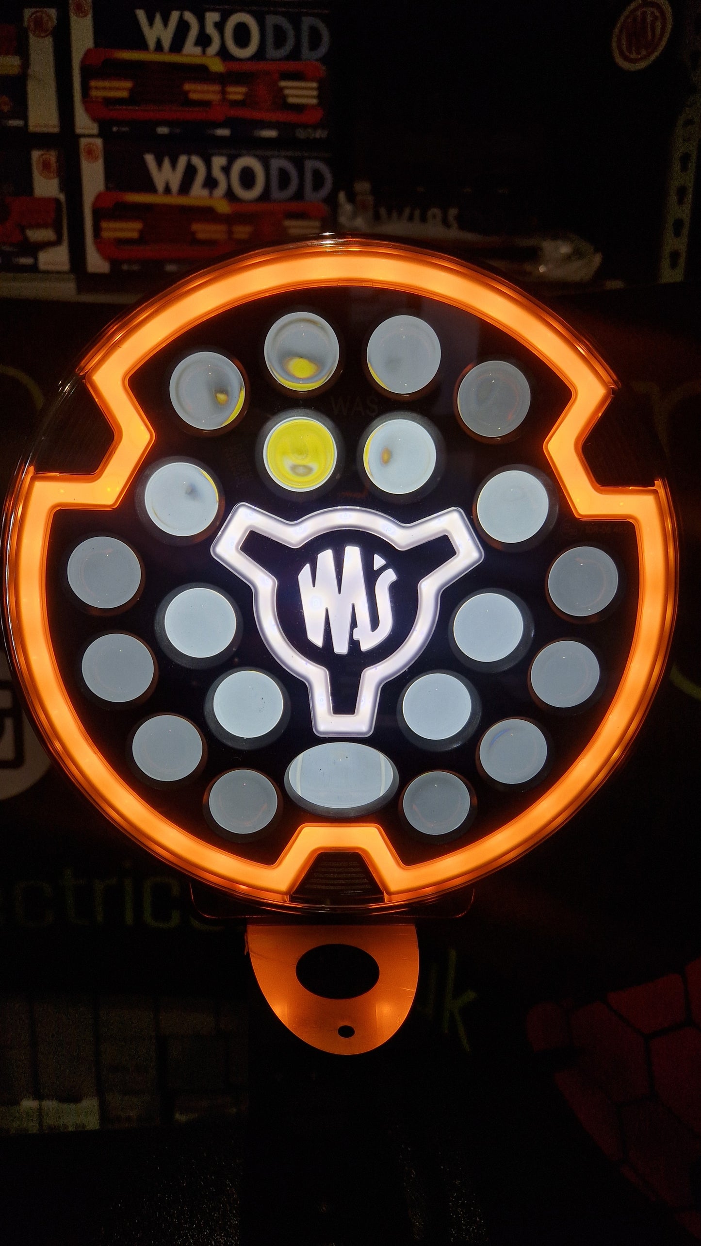 WAŚ 9" Driving Lamp. Amber Halo. White Centre DRL. 2364 BLACK