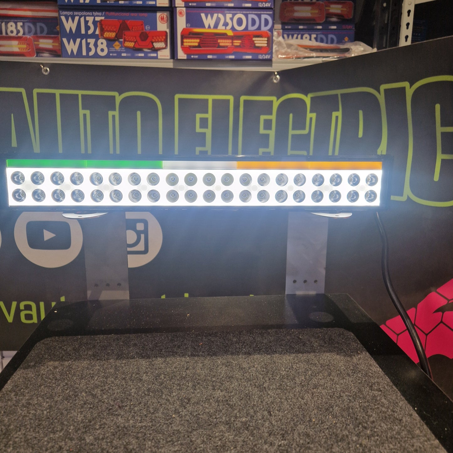 WAŚ LIGHT BAR 1560 DARK LENS OFFROAD with ANIMATED FLAG COLOURS DRL and BACKLIGHT.
