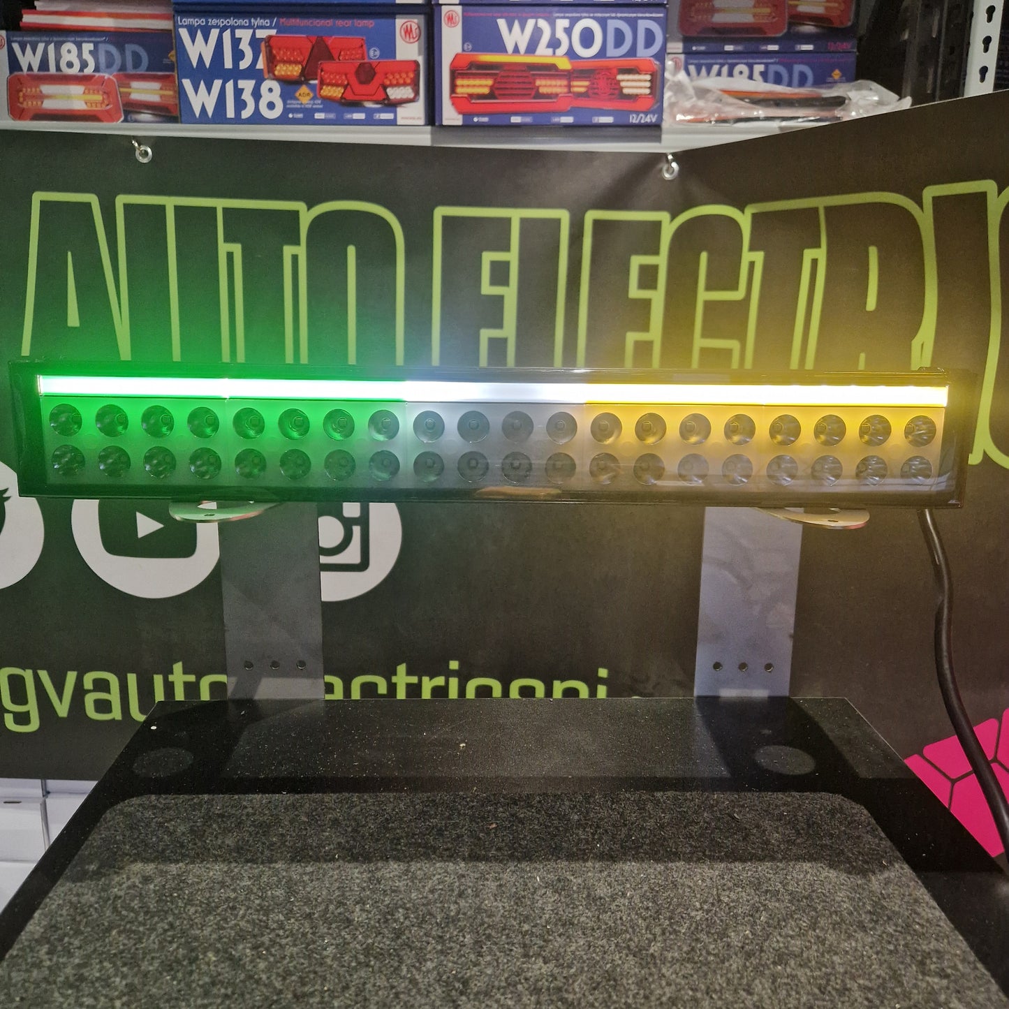 WAŚ LIGHT BAR 1560 DARK LENS OFFROAD with ANIMATED FLAG COLOURS DRL and BACKLIGHT.