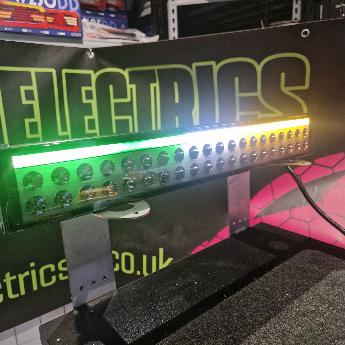 WAŚ LIGHT BAR 1560 DARK LENS OFFROAD with ANIMATED FLAG COLOURS DRL and BACKLIGHT.
