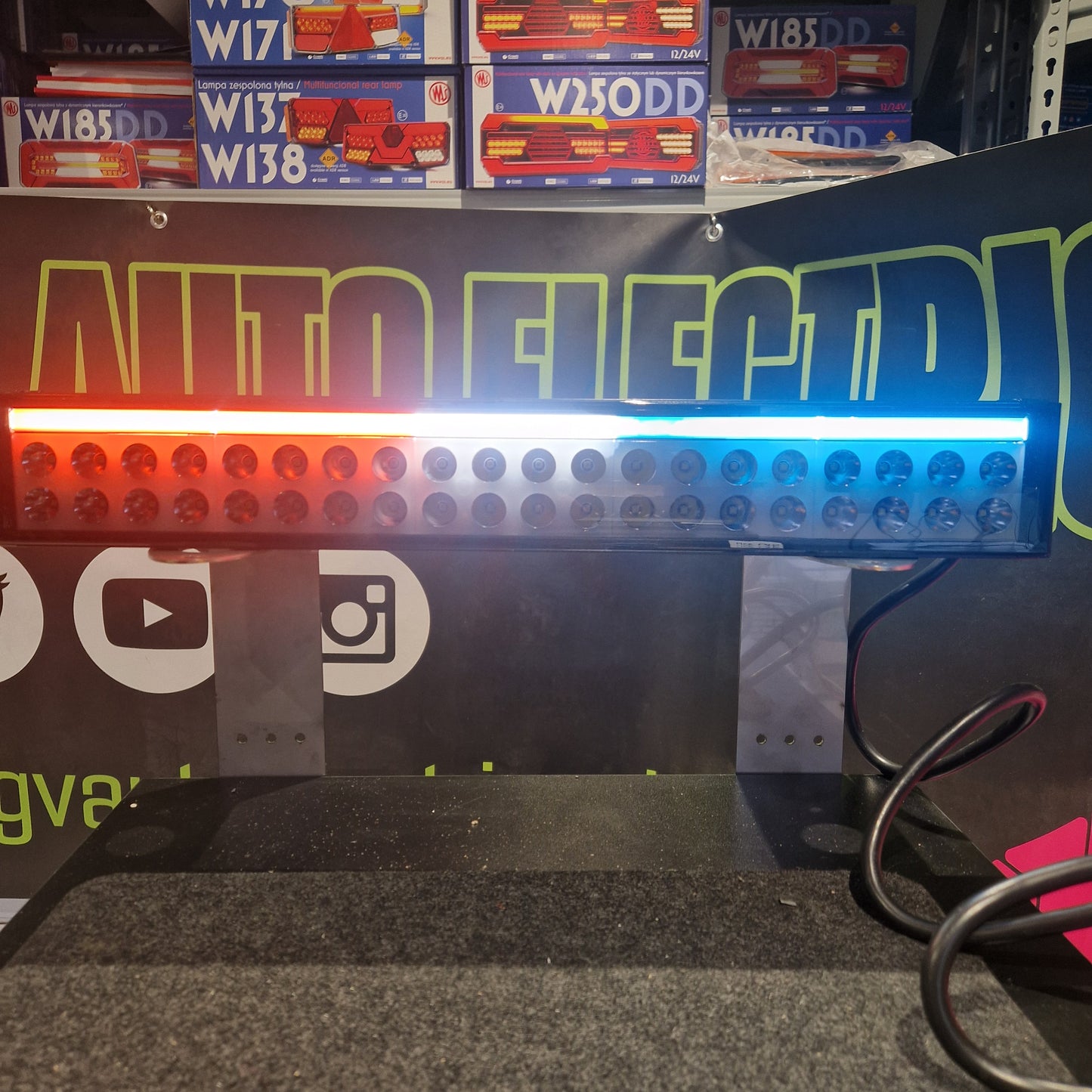WAŚ LIGHT BAR 1560 DARK LENS OFFROAD with ANIMATED FLAG COLOURS DRL and BACKLIGHT.