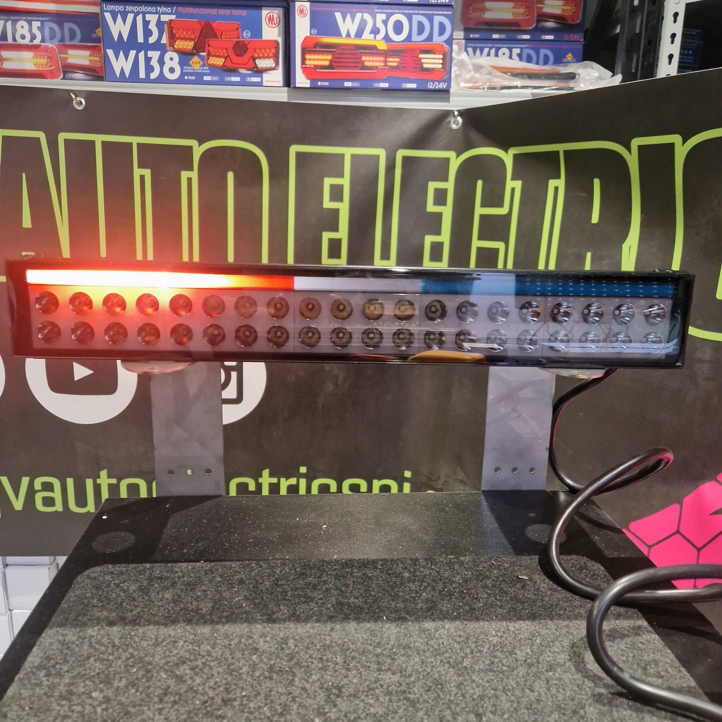 WAŚ LIGHT BAR 1560 DARK LENS OFFROAD with ANIMATED FLAG COLOURS DRL and BACKLIGHT.