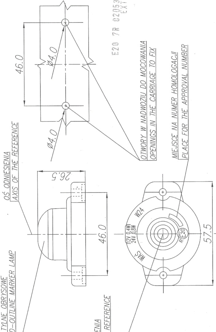 WAŚ Button Marker Lamp in White or Red 12v 24v W24