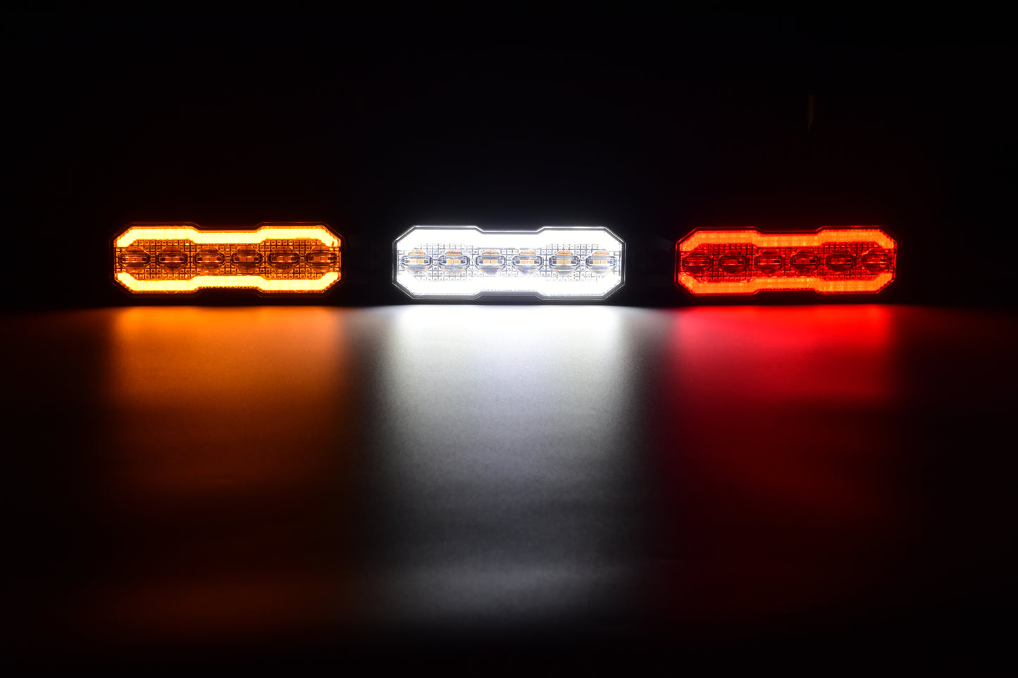 HGV Auto. CAT'S EYE HALO. SMOKE LENS. Amber, Red, White Halo with Amber Strobe.