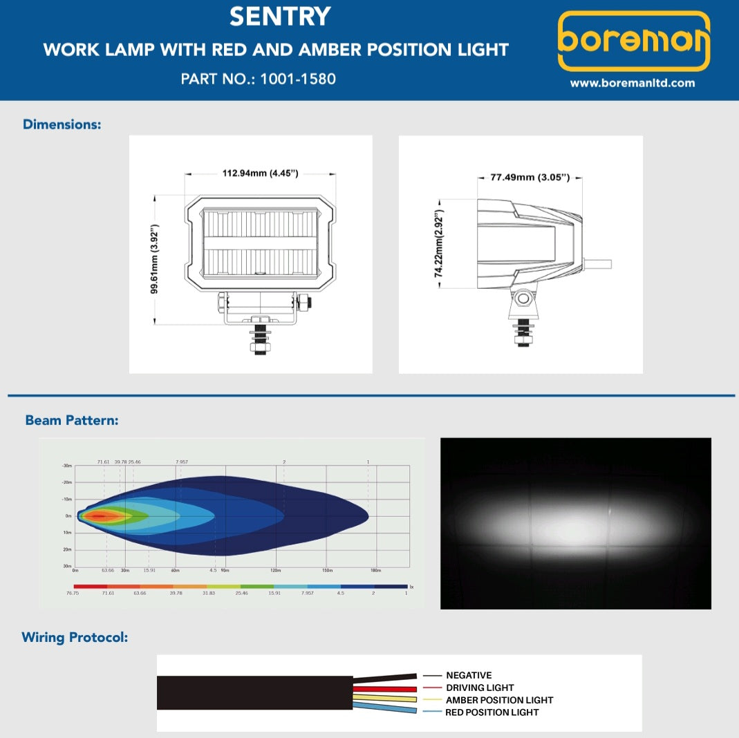 SENTRY – WORK LAMP WITH RED AND AMBER POSITION LIGHT