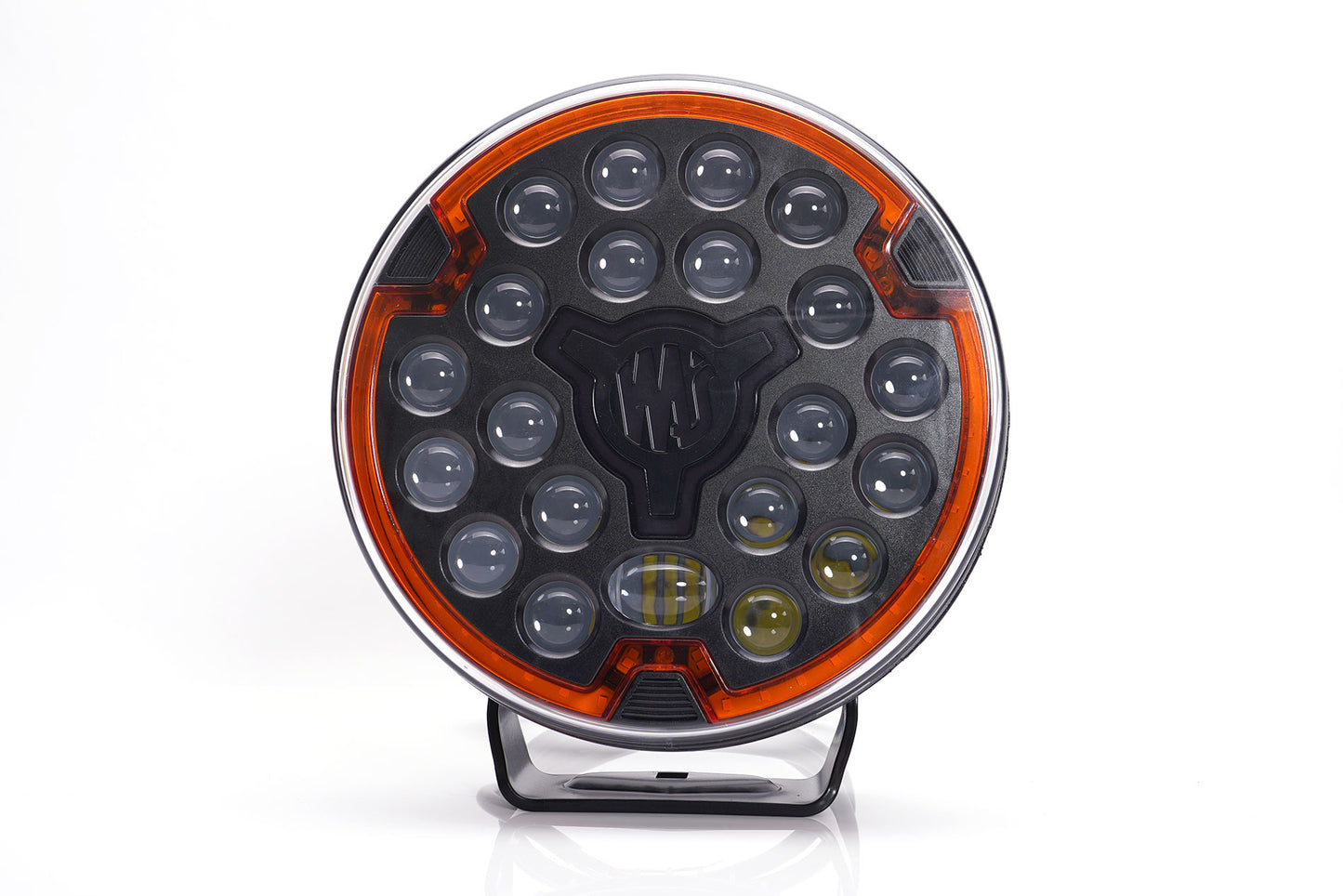 WAŚ 9" Driving Lamp. HALO Amber STROBE. White Centre DRL. 2366 BLACK