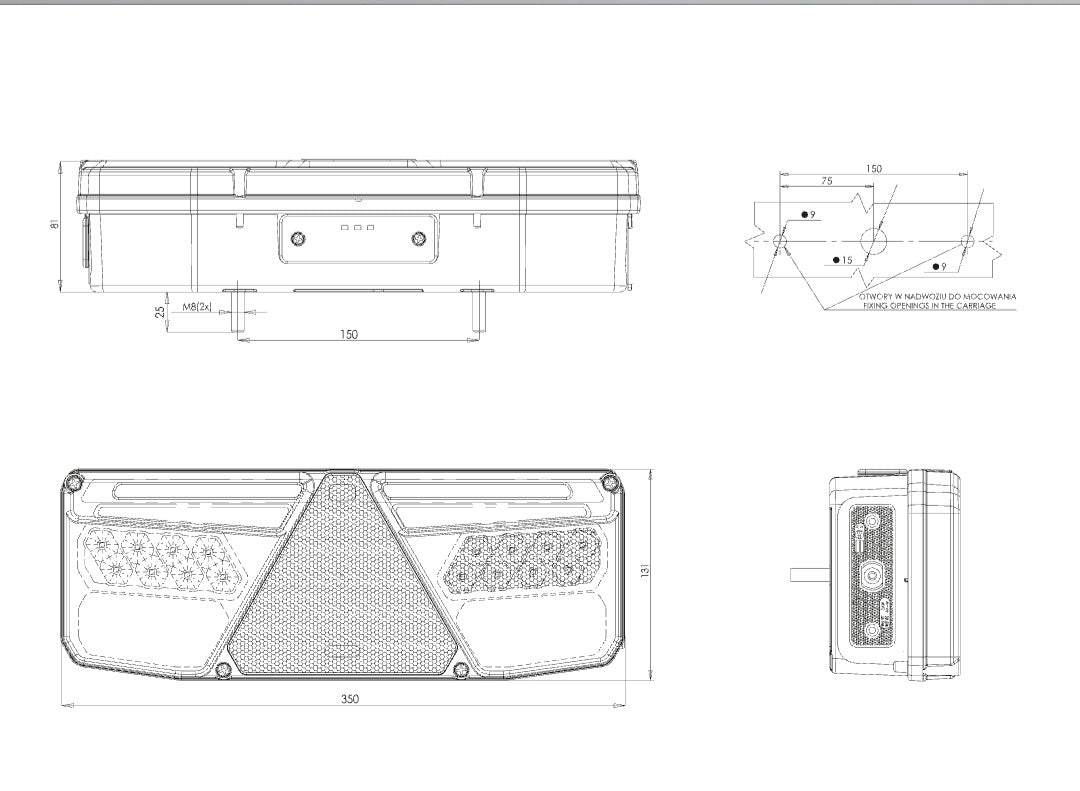 WAŚ 1184 DD/LP Multifuctional Rear Lamp Cluster Dynamic Indicator. LEFT SIDE ONLY