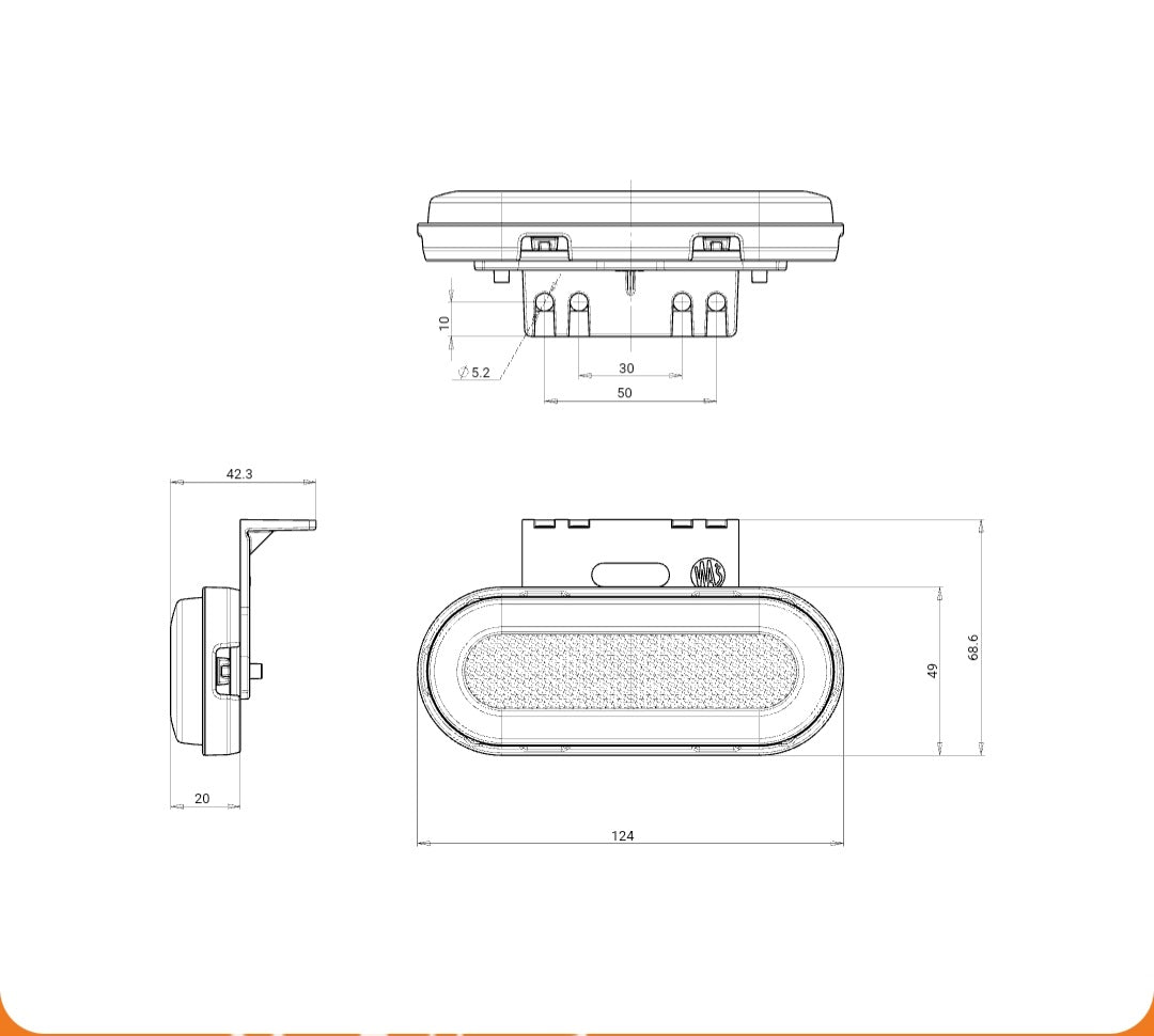 WAŚ LED Amber Side Marker Lamp 12v 24v Neon