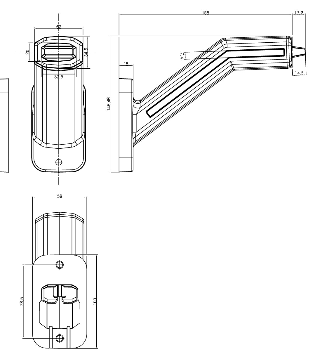 WAŚ  BLACK Range Position Clearance Stalk. STATIC INDICATOR (PAIR) 2073L.P