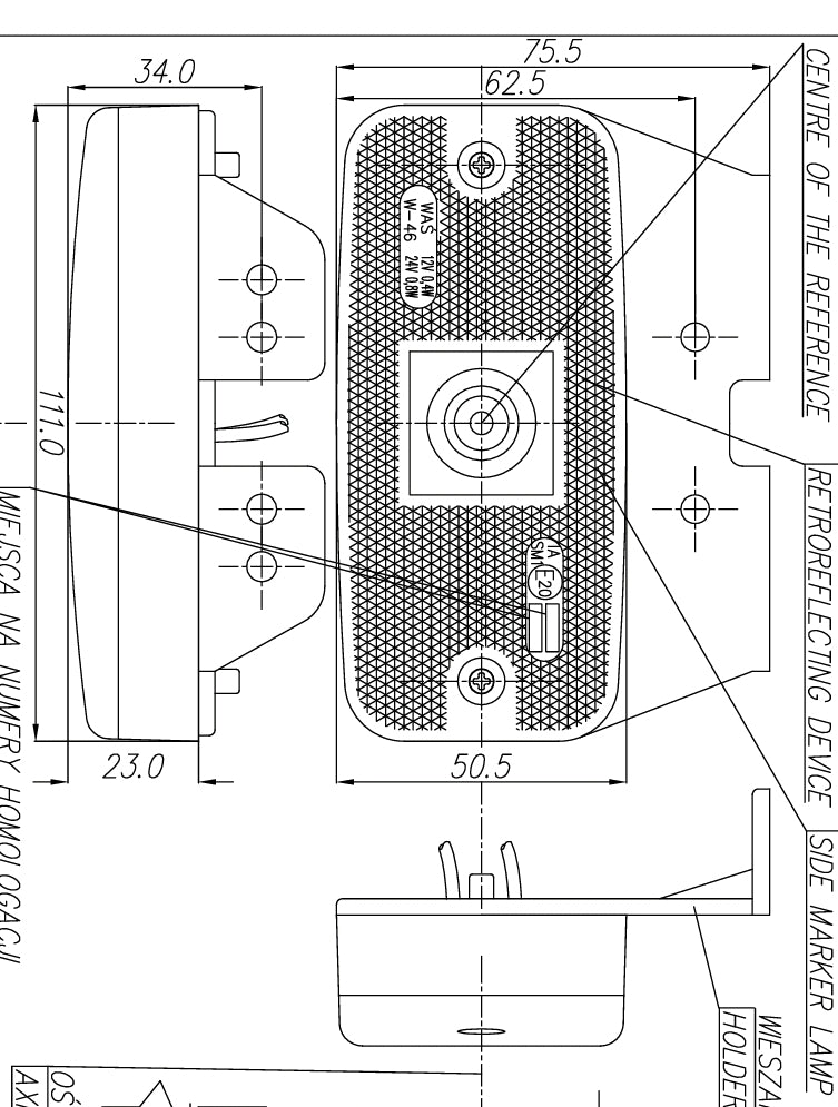 WAŚ Amber Side Marker Lamp LED W46.223z