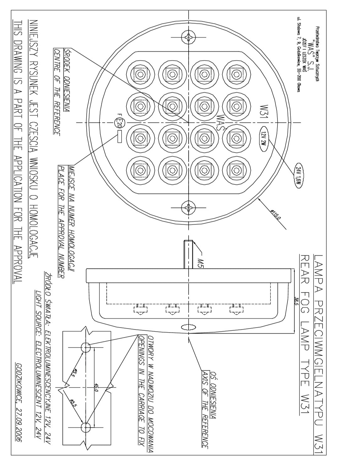 WAS. LED Fog Lamp. 24volts only