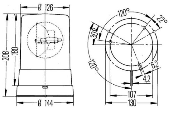 Hella KL710 rotating beacon 24V base