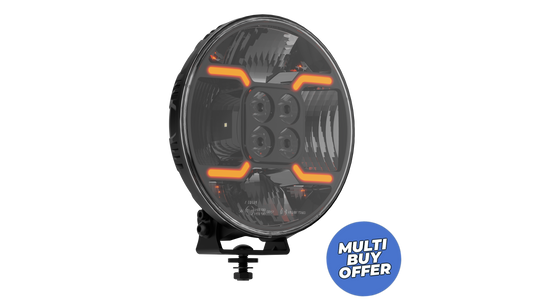 HGV Auto. CROSSFIRE. 9" Round LED Driving Lamp. 14500 Lumens. DYNAMIC POWER UP FUNCTION