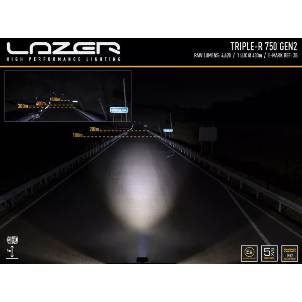 Lazer Lamps Triple-R 750 Lamp With Position Light Gen 2 230mm PN: 00R4-G2-B