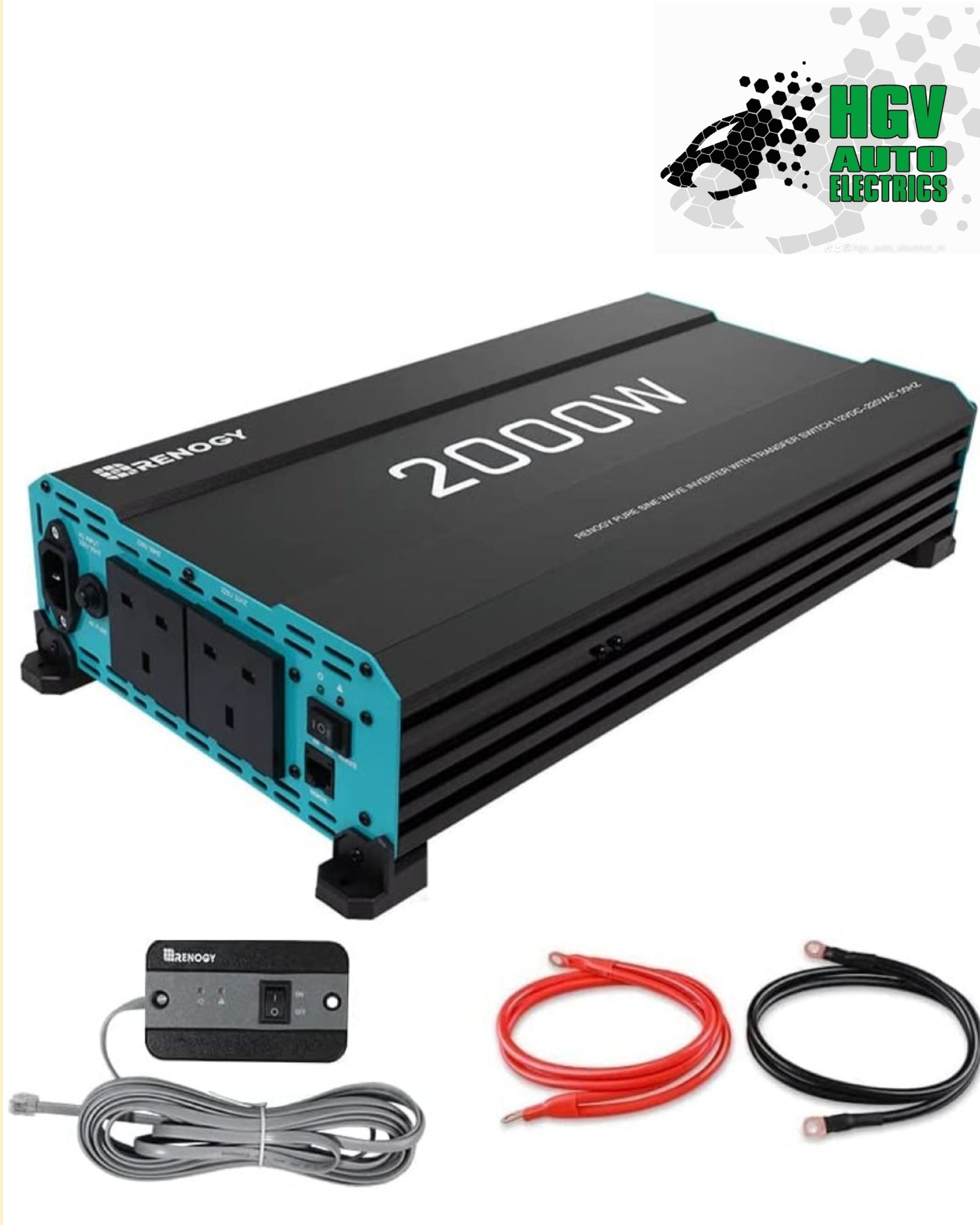 RENOGY 2000W 12v Pure Sine Wave Inverter Euro 6 Compatible